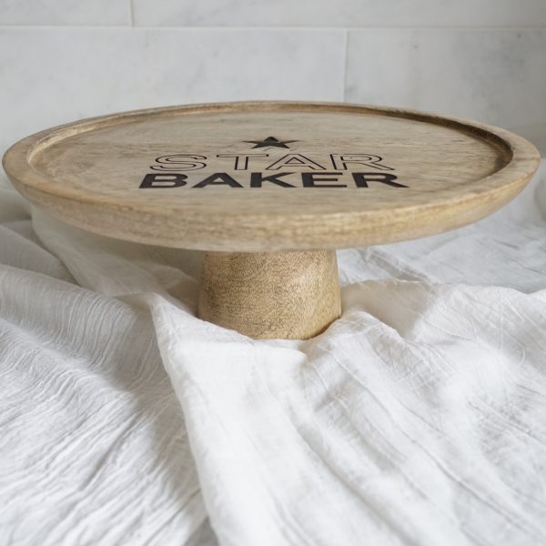 wooden star baker personalised cake stand