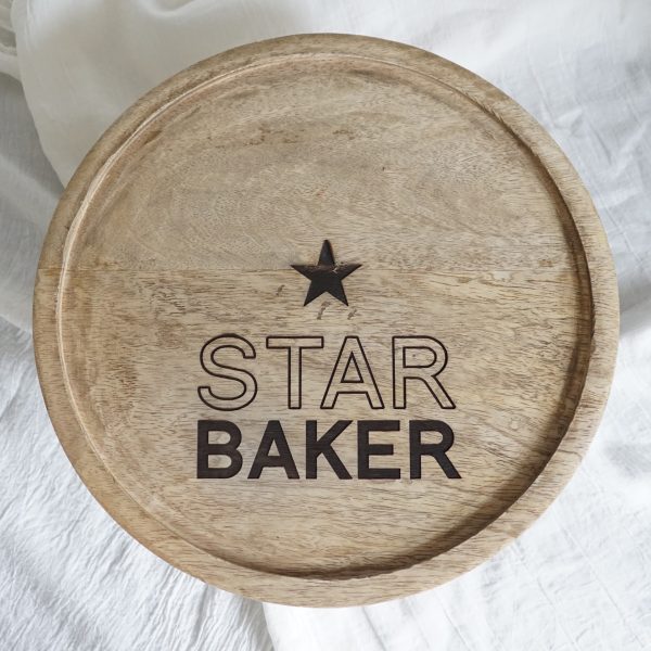 wooden star baker personalised cake stand