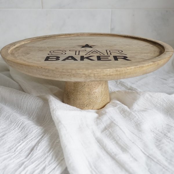wooden star baker personalised cake stand