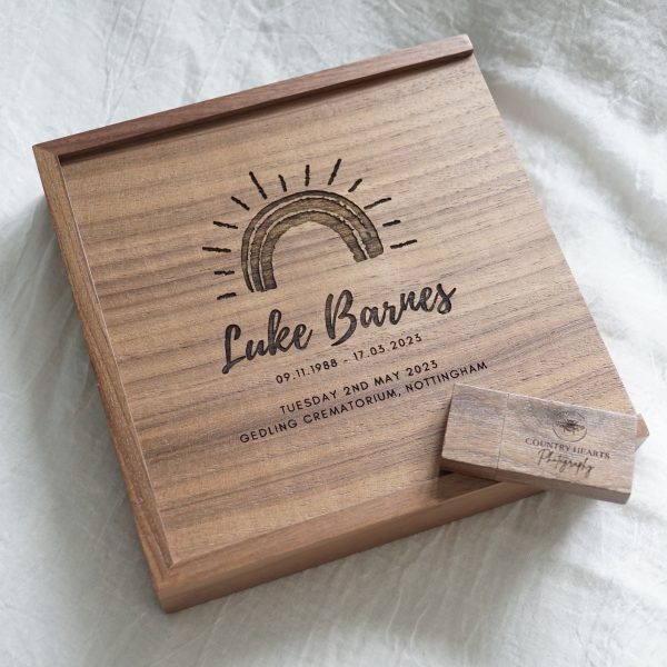 wooden personalised wedding photography box