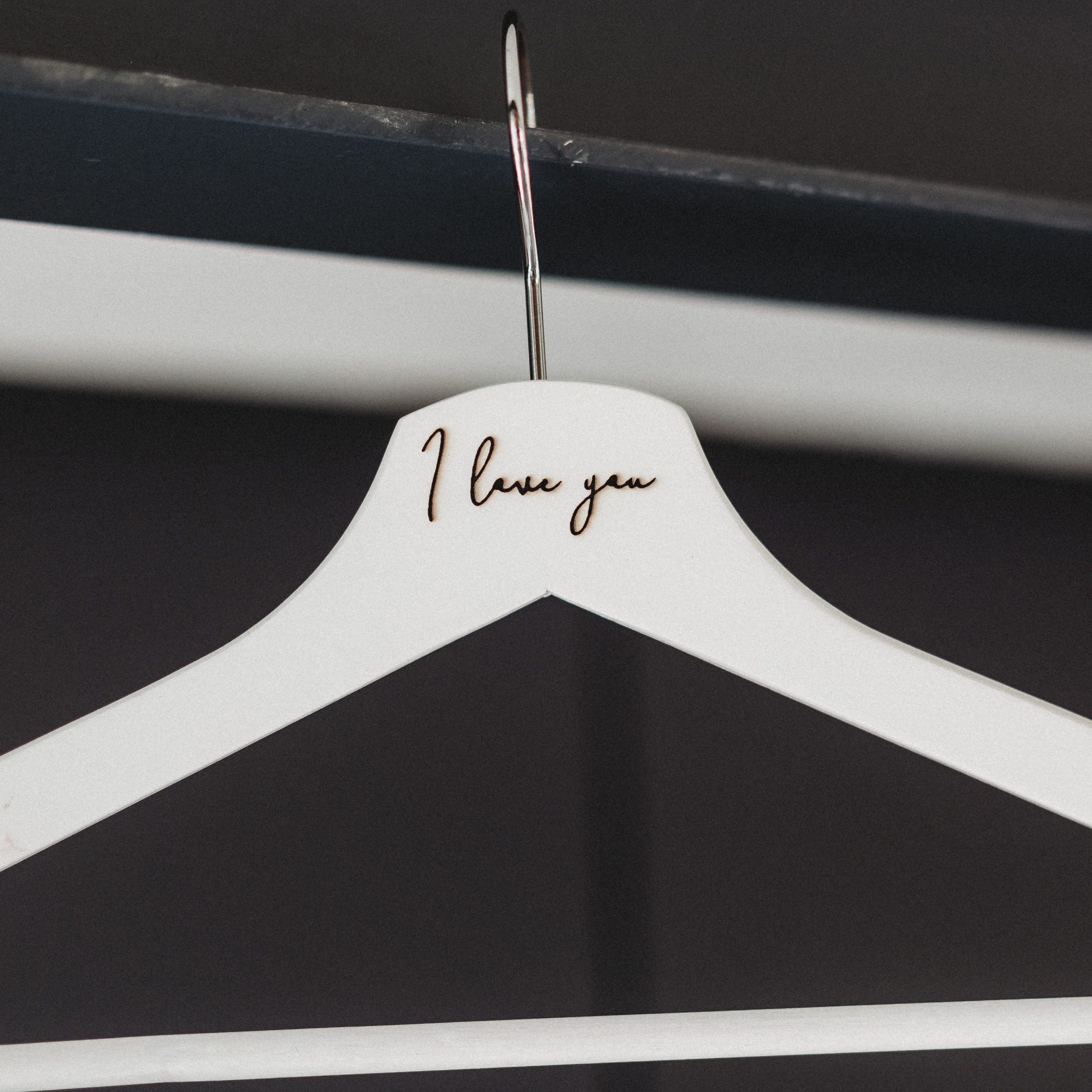 Personalised laser wedding hangers i love you