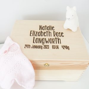 wooden childrens personalised memory box