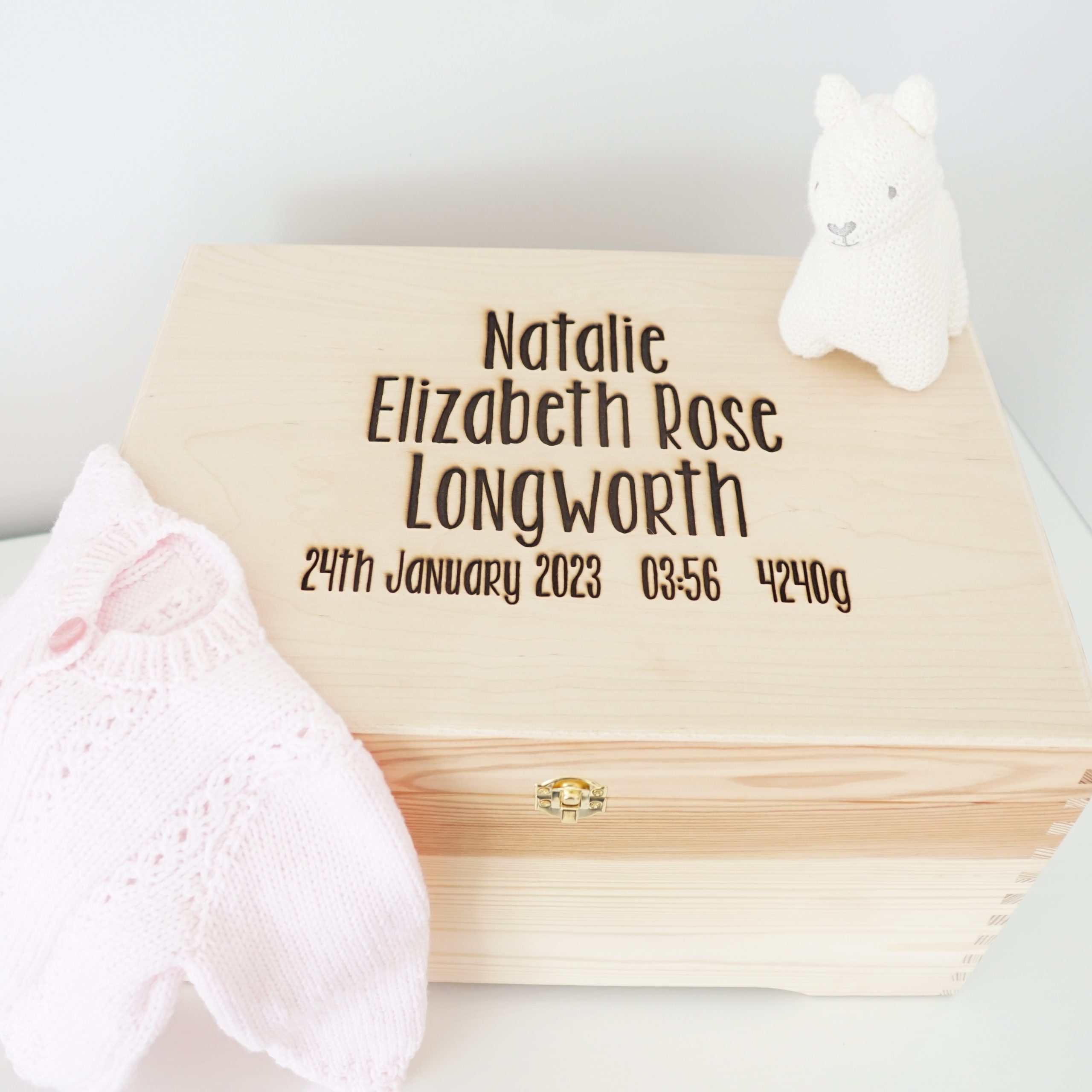 wooden childrens personalised memory box