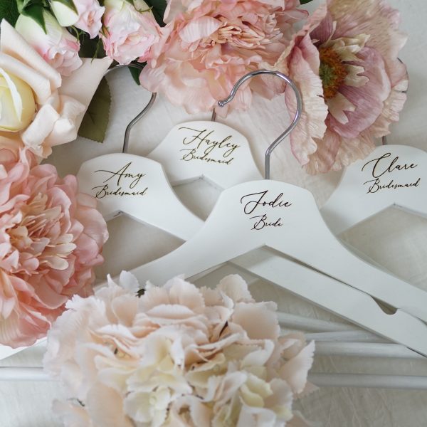Personalised laser wedding hangers
