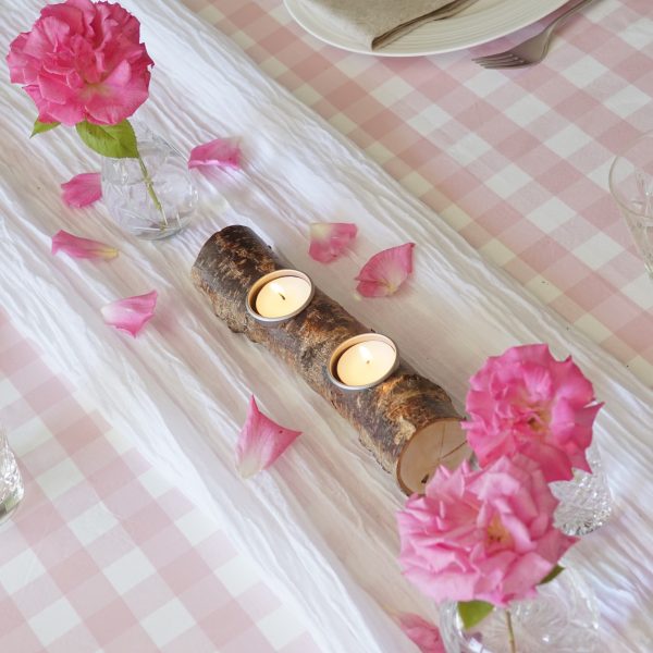 Wooden tealight holder branch centerpiece
