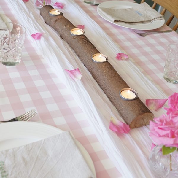 Wooden tealight holder branch centerpiece
