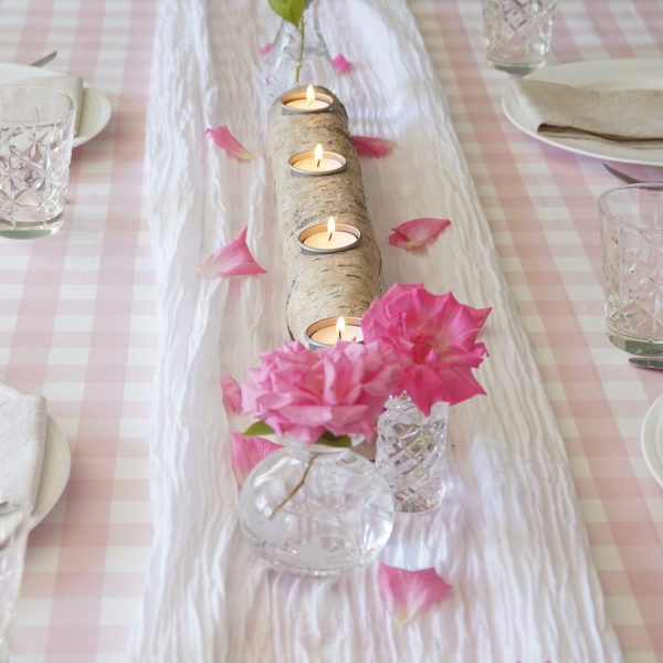 Wooden tealight holder branch centerpiece silverbirch
