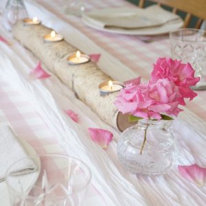 Wooden tealight holder branch centerpiece silverbirch