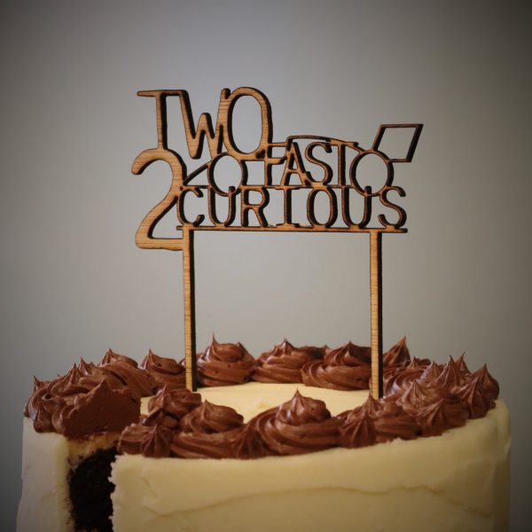 Personalised birthday cake topper two fast two curious cake topper