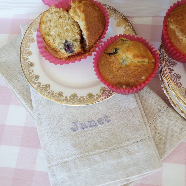 Personalised embroidered linen napkin