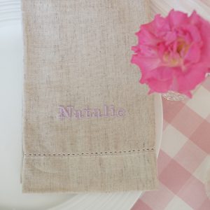 Personalised embroidered linen napkin