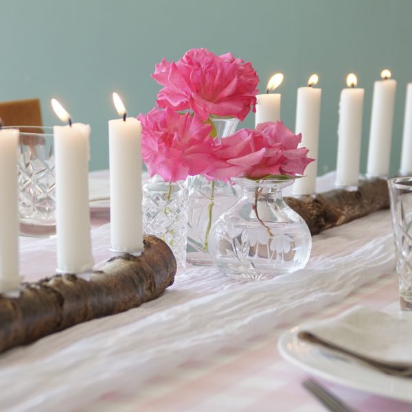 wooden tealight holders branch centerpiece silver birch