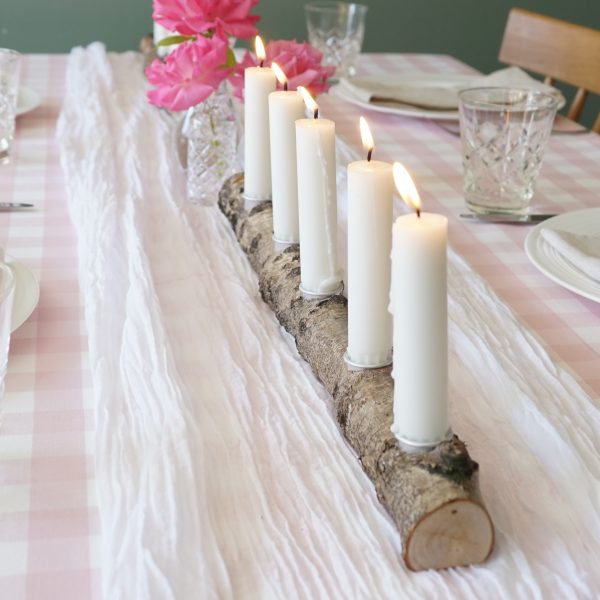wooden tealight holders branch centerpiece silver birch